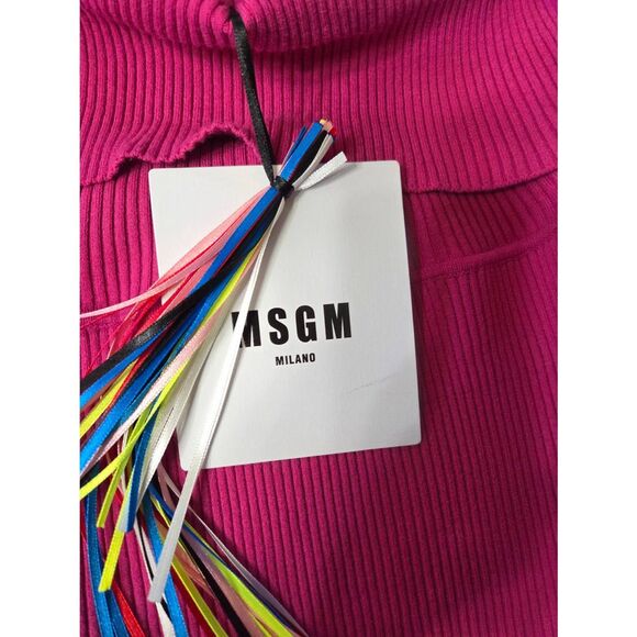 NWT MSGM Milano fuschia pink off the shoulder ribbed shirt sz XL - Picture 3 of 5